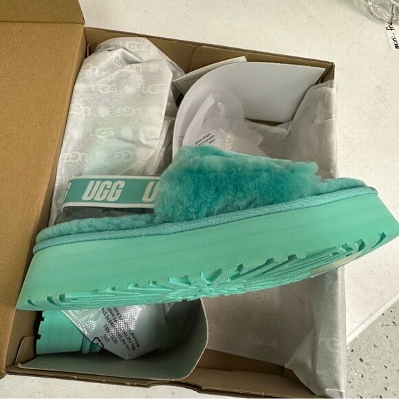 New Ugg Disco Slide Flatform Platform Sandal Slippers Tidepool Teal Mint - Picture 3 of 6